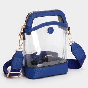 Royal Blue Clear Transparent Crossbody Bag Purse Leather Casual Womens Accessory